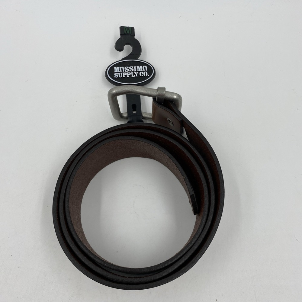 Mossimo Mens M Brown Genuine Leather Centerbar‎ Buckle Belt GH11000